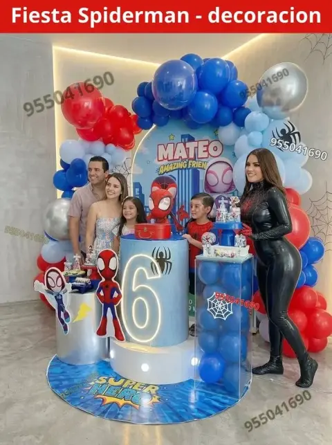 Decoración de Spiderman y el Hombre Araña para los 4 años (S/ 300)