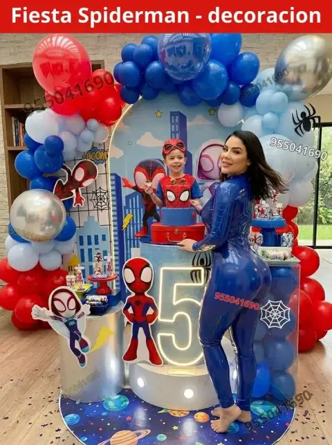 Decoración de Spiderman y el Hombre Araña para los 4 años (S/ 300)