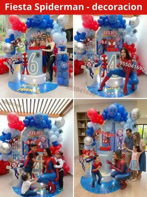 Decoración de Spiderman y el Hombre Araña para los 4 años (S/ 300)