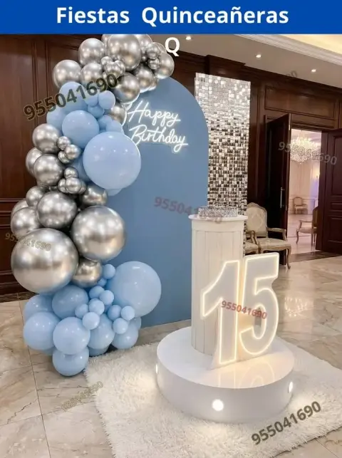 Decoración de 15 años en casa o salón — todos los colores (desde S/ 120)