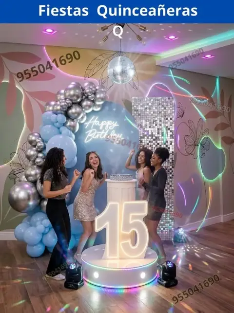Decoración de 15 años en casa o salón — todos los colores (desde S/ 120)