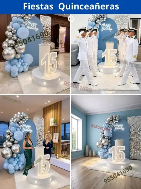 Decoración de 15 años en casa o salón — todos los colores (desde S/ 120)