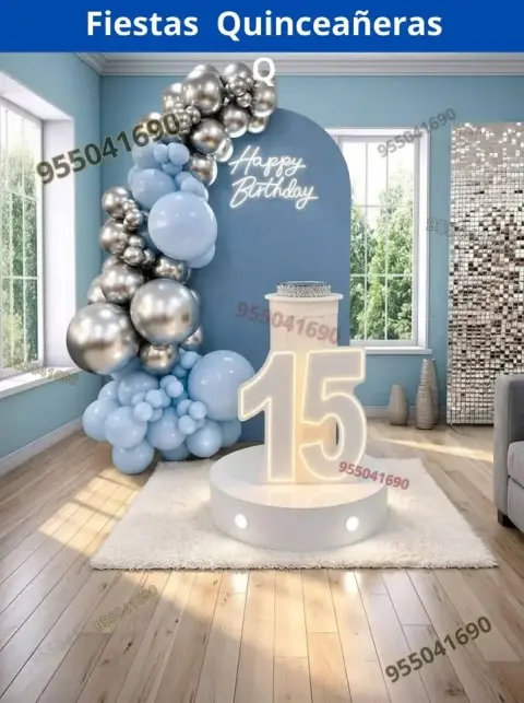 Decoración de 15 años en casa o salón — todos los colores (desde S/ 120)