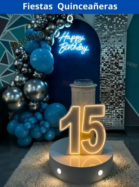 Decoración de 15 años en casa o salón — todos los colores (desde S/ 120)