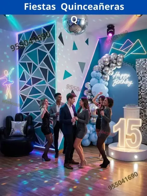 Decoración de 15 años en casa o salón — todos los colores (desde S/ 120)