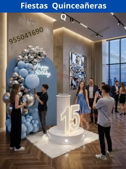 Decoración de 15 años en casa o salón — todos los colores (desde S/ 120)