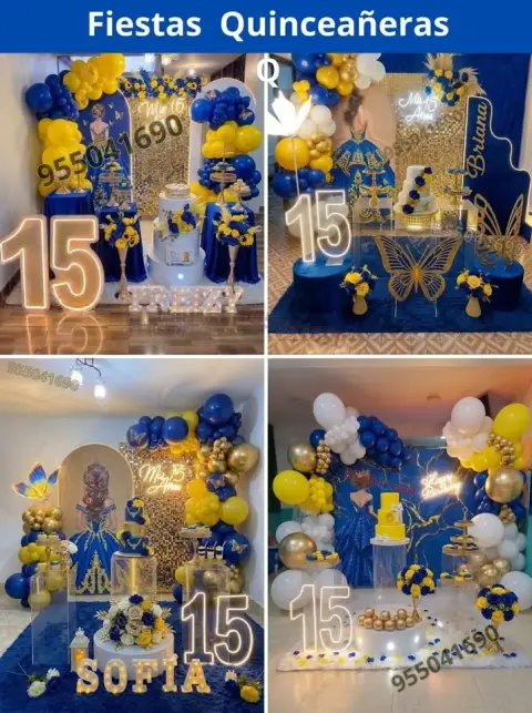 Decoración de 15 años en casa o salón — todos los colores (desde S/ 120)