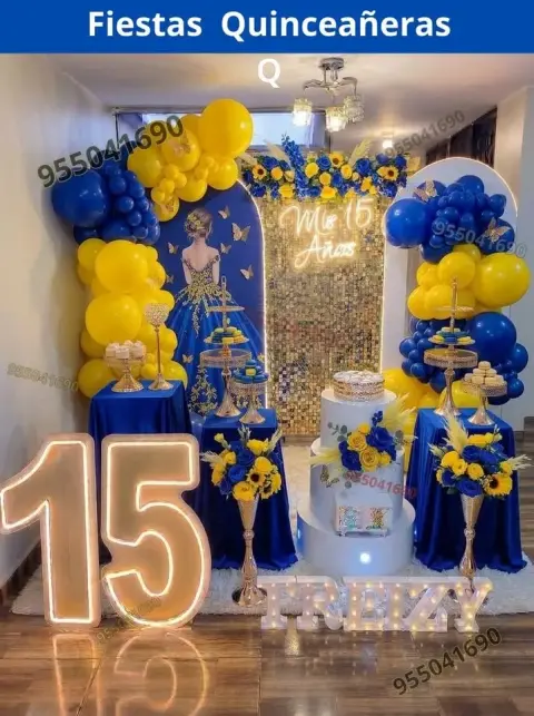Decoración de 15 años en casa o salón — todos los colores (desde S/ 120)