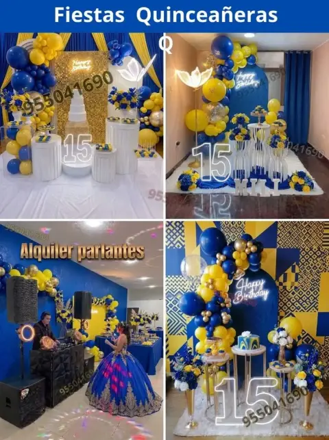 Decoración de 15 años en casa o salón — todos los colores (desde S/ 120)