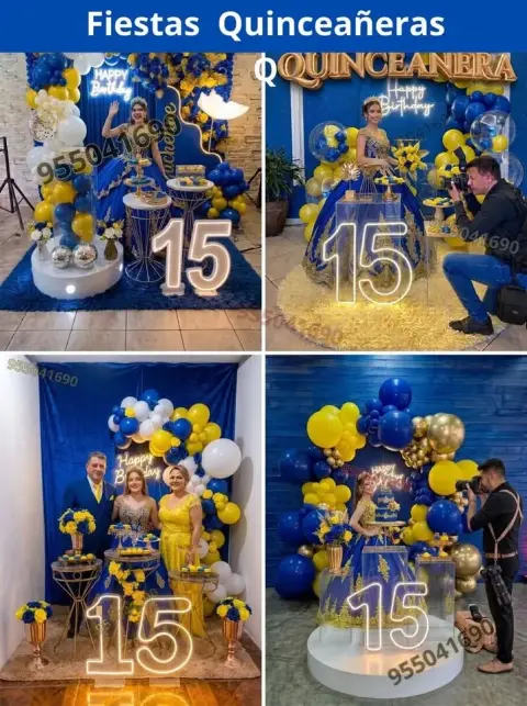 Decoración de 15 años en casa o salón — todos los colores (desde S/ 120)