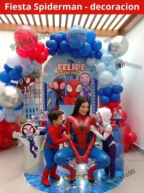 Decoración de Spiderman y el Hombre Araña para los 4 años (S/ 300)