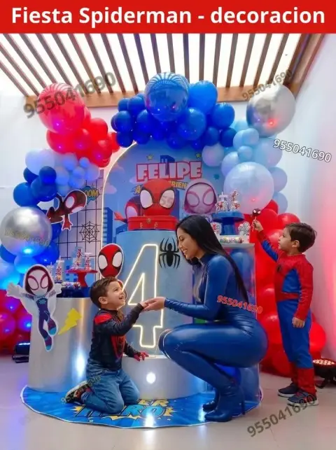 Decoración de Spiderman y el Hombre Araña para los 4 años (S/ 300)