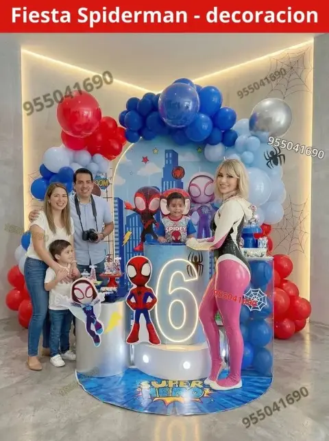 Decoración de Spiderman y el Hombre Araña para los 4 años (S/ 300)