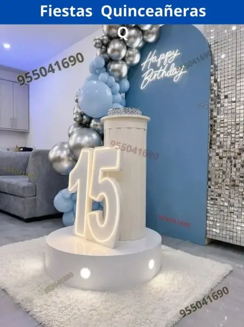 Decoración de 15 años en casa o salón — todos los colores (desde S/ 120)