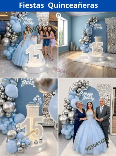 Decoración de 15 años en casa o salón — todos los colores (desde S/ 120)