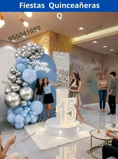 Decoración de 15 años en casa o salón — todos los colores (desde S/ 120)