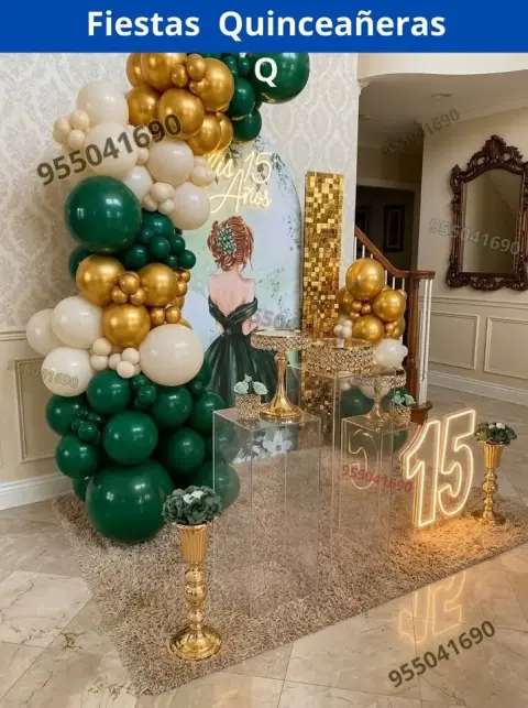 Decoración de 15 años en casa o salón — todos los colores (desde S/ 120)