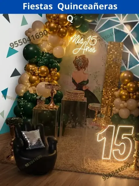 Decoración de 15 años en casa o salón — todos los colores (desde S/ 120)