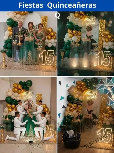 Decoración de 15 años en casa o salón — todos los colores (desde S/ 120)