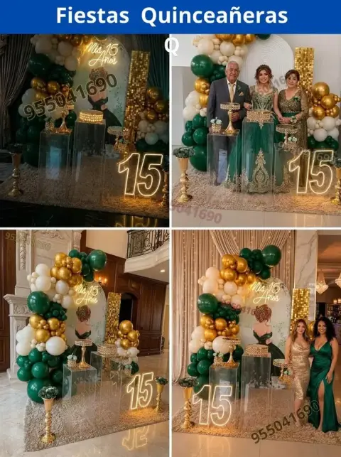 Decoración de 15 años en casa o salón — todos los colores (desde S/ 120)