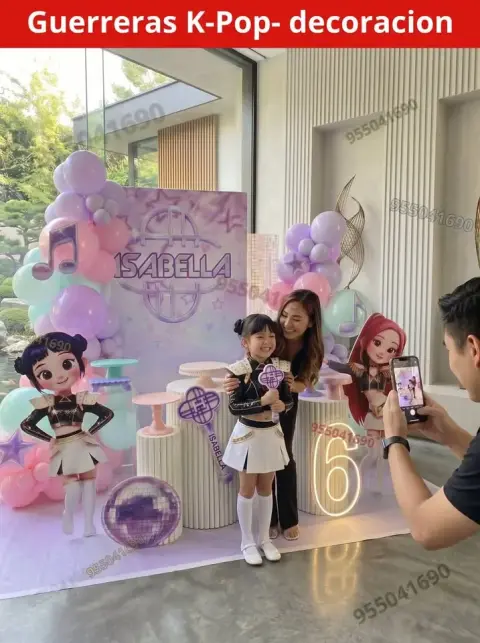 Decoración de las Guerreras K-pop (Demon Hunters) para cumpleaños (S/ 300)