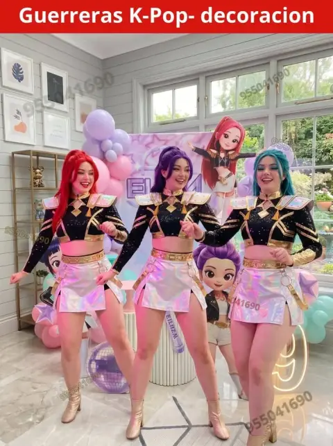 Decoración de las Guerreras K-pop (Demon Hunters) para cumpleaños (S/ 300)