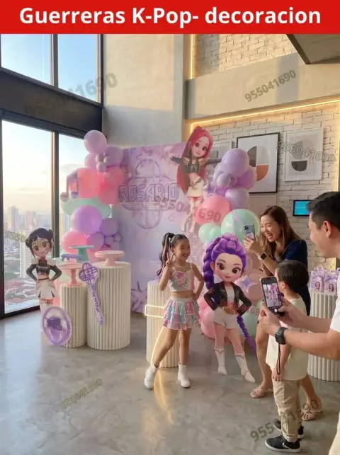 Decoración de las Guerreras K-pop (Demon Hunters) para cumpleaños (S/ 300)