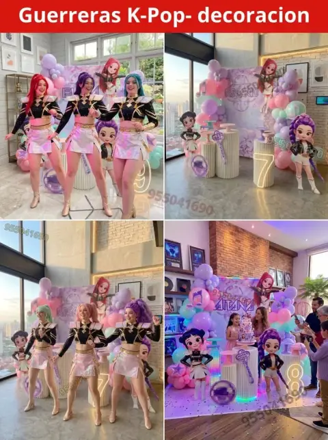 Decoración de las Guerreras K-pop (Demon Hunters) para cumpleaños (S/ 300)