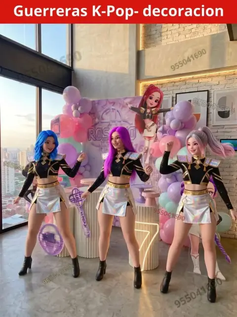 Decoración de las Guerreras K-pop (Demon Hunters) para cumpleaños (S/ 300)