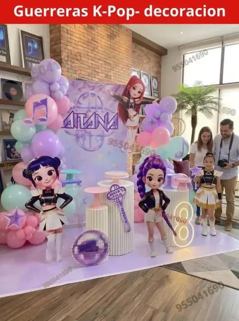 Decoración de las Guerreras K-pop (Demon Hunters) para cumpleaños (S/ 300)