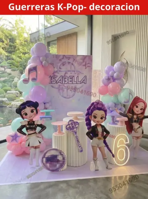 Decoración de las Guerreras K-pop (Demon Hunters) para cumpleaños (S/ 300)
