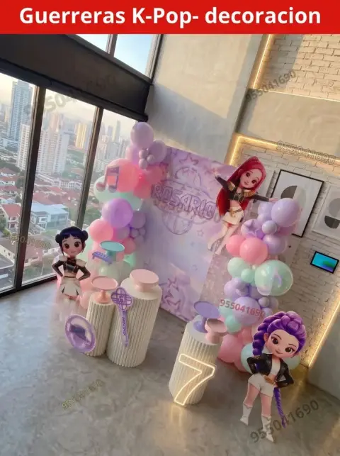 Decoración de las Guerreras K-pop (Demon Hunters) para cumpleaños (S/ 300)