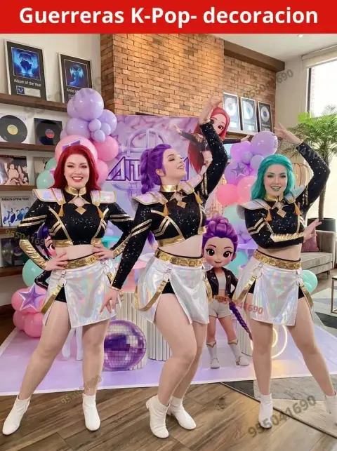 Decoración de las Guerreras K-pop (Demon Hunters) para cumpleaños (S/ 300)