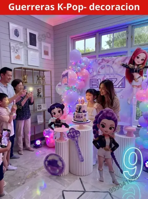 Decoración de las Guerreras K-pop (Demon Hunters) para cumpleaños (S/ 300)