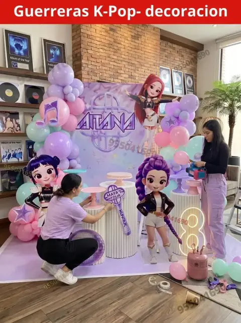 Decoración de las Guerreras K-pop (Demon Hunters) para cumpleaños (S/ 300)