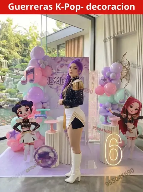 Decoración de las Guerreras K-pop (Demon Hunters) para cumpleaños (S/ 300)