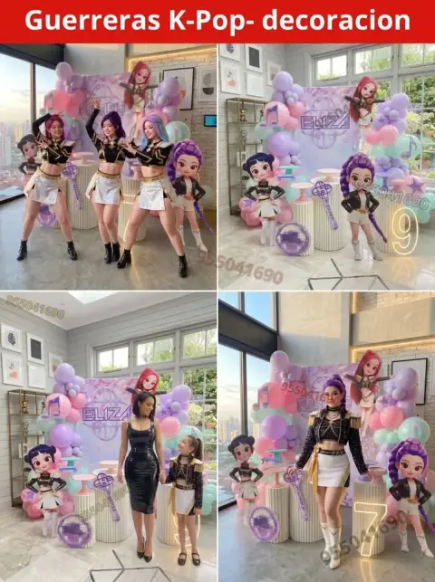 Decoración de las Guerreras K-pop (Demon Hunters) para cumpleaños (S/ 300)