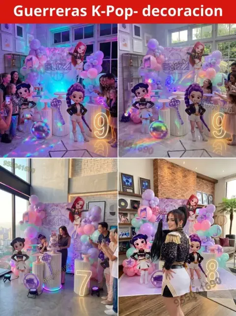 Decoración de las Guerreras K-pop (Demon Hunters) para cumpleaños (S/ 300)