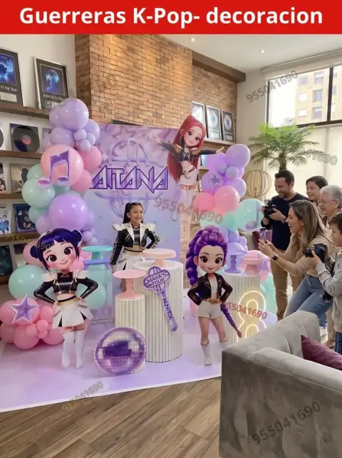 Decoración de las Guerreras K-pop (Demon Hunters) para cumpleaños (S/ 300)