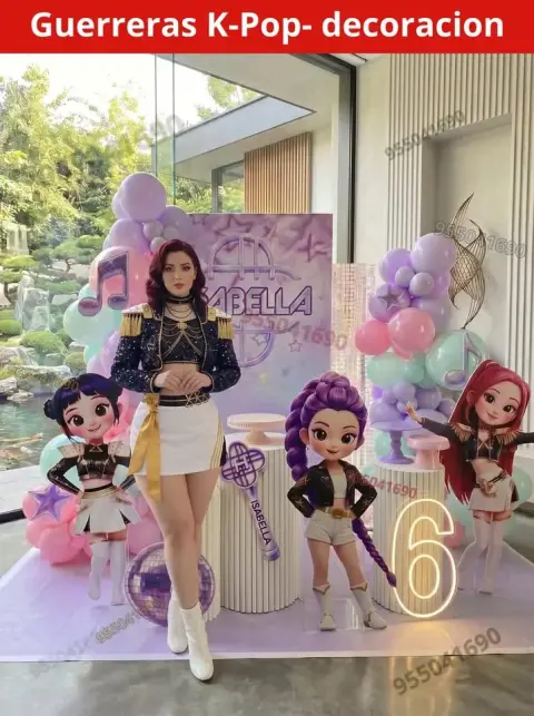 Decoración de las Guerreras K-pop (Demon Hunters) para cumpleaños (S/ 300)
