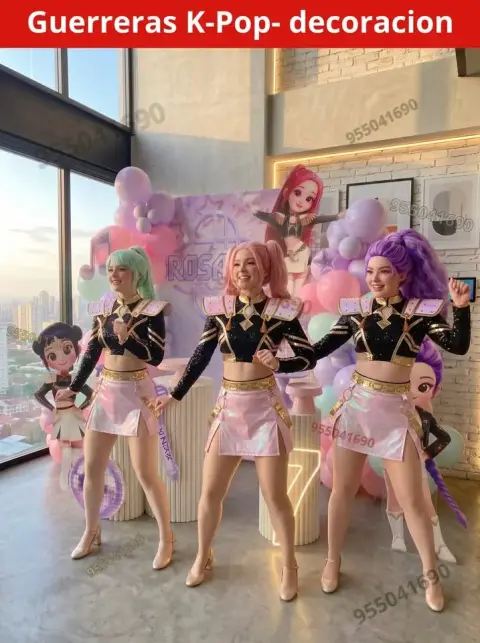 Decoración de las Guerreras K-pop (Demon Hunters) para cumpleaños (S/ 300)