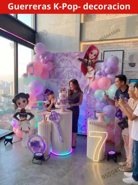 Decoración de las Guerreras K-pop (Demon Hunters) para cumpleaños (S/ 300)