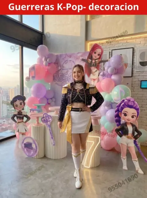 Decoración de las Guerreras K-pop (Demon Hunters) para cumpleaños (S/ 300)