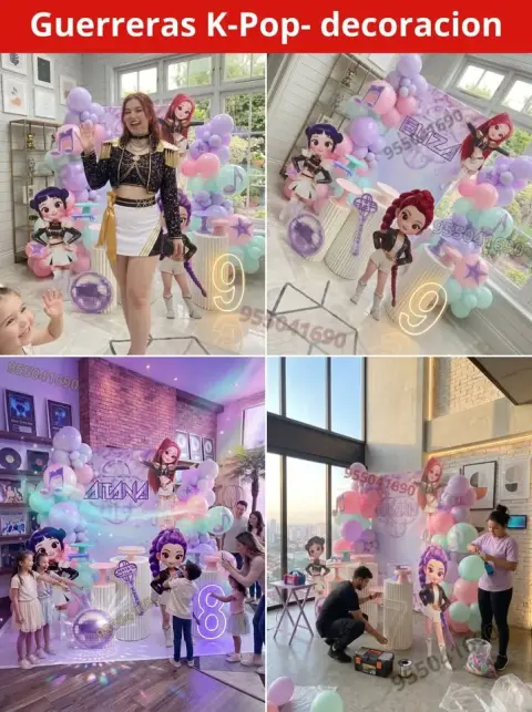 Decoración de las Guerreras K-pop (Demon Hunters) para cumpleaños (S/ 300)