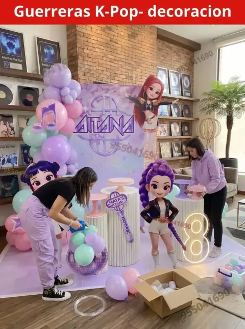 Decoración de las Guerreras K-pop (Demon Hunters) para cumpleaños (S/ 300)