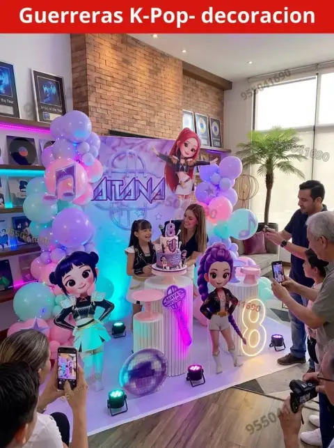 Decoración de las Guerreras K-pop (Demon Hunters) para cumpleaños (S/ 300)