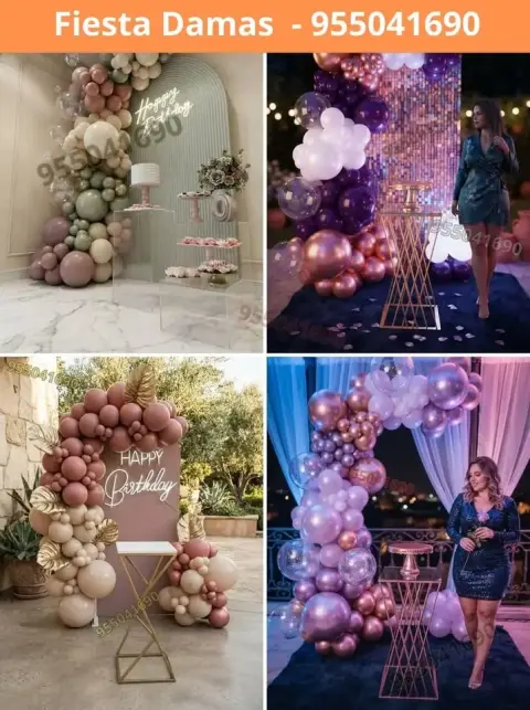 Paquete de decoración de cumpleaños de señorita — S/ 200 con pago en 8 cuotas