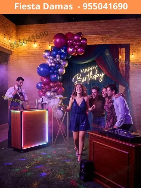 Paquete de decoración de cumpleaños de señorita — S/ 200 con pago en 8 cuotas
