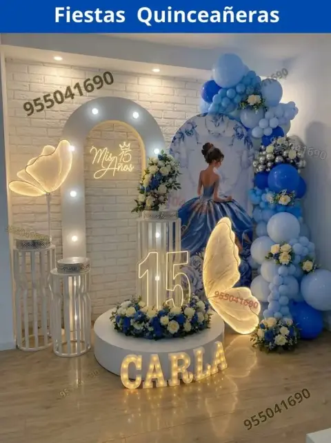 Decoración de 15 años en casa o salón — todos los colores (desde S/ 120)