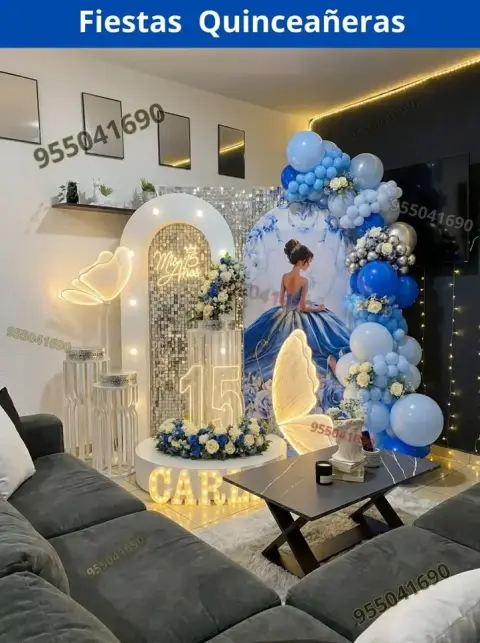 Decoración de 15 años en casa o salón — todos los colores (desde S/ 120)